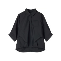 九月墨陌五分袖防曬襯衫女士夏季輕奢高級感寬鬆顯瘦大碼純色上衣