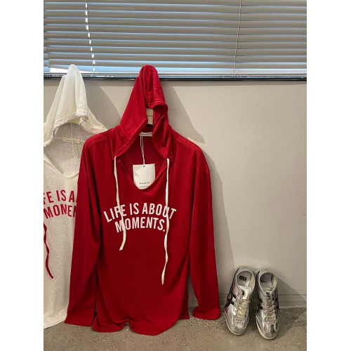 韓國時尚休閒字母印花連帽薄款防曬衫長袖T恤女夏寬鬆中長款上衣