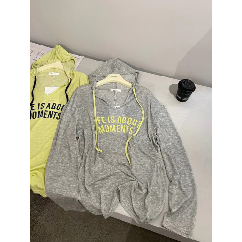 韓國時尚休閒字母印花連帽薄款防曬衫長袖T恤女夏寬鬆中長款上衣