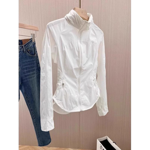 2025夏季新款女士魚骨瑜珈服修身顯瘦輕薄立領外套休閒運動防曬衣