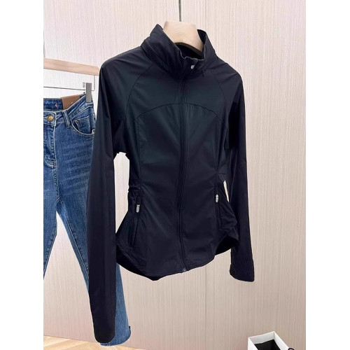 2025夏季新款女士魚骨瑜珈服修身顯瘦輕薄立領外套休閒運動防曬衣