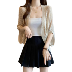 薄款鏤空針織開衫防曬外套女2025夏季大碼胖mm蝙蝠袖披肩外搭上衣