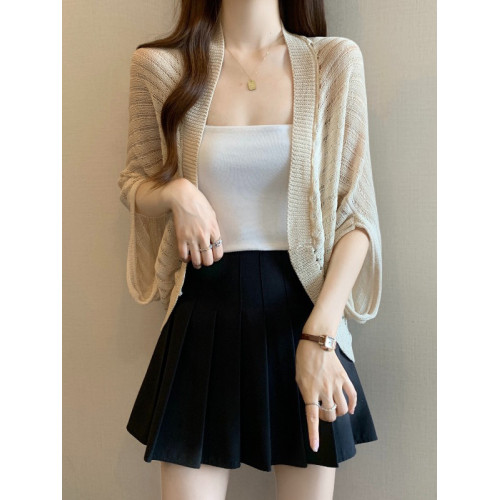 薄款鏤空針織開衫防曬外套女2025夏季大碼胖mm蝙蝠袖披肩外搭上衣