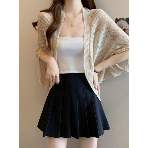 薄款鏤空針織開衫防曬外套女2025夏季大碼胖mm蝙蝠袖披肩外搭上衣