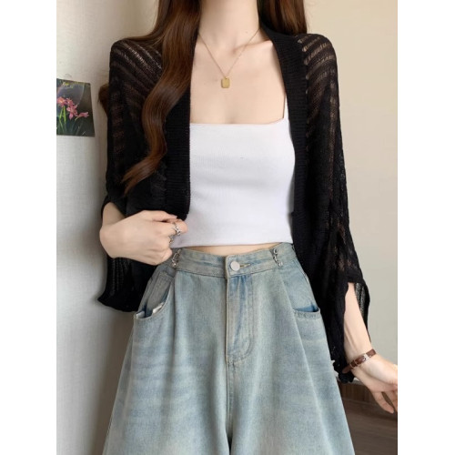 薄款鏤空針織開衫防曬外套女2025夏季大碼胖mm蝙蝠袖披肩外搭上衣