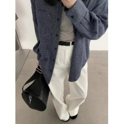 法式復古格子磨毛襯衫外套女2025春裝設計感小衆襯衣寬鬆長袖上衣