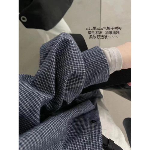 法式復古格子磨毛襯衫外套女2025春裝設計感小衆襯衣寬鬆長袖上衣