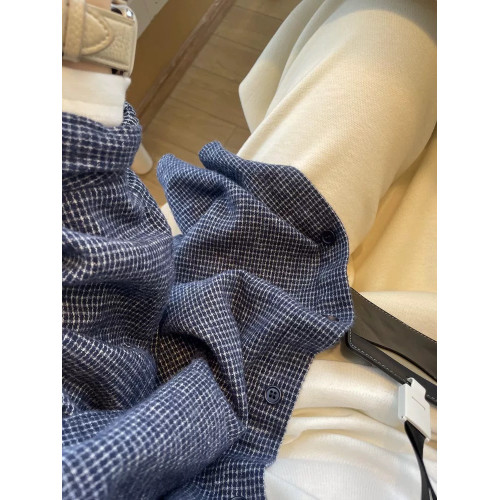 法式復古格子磨毛襯衫外套女2025春裝設計感小衆襯衣寬鬆長袖上衣