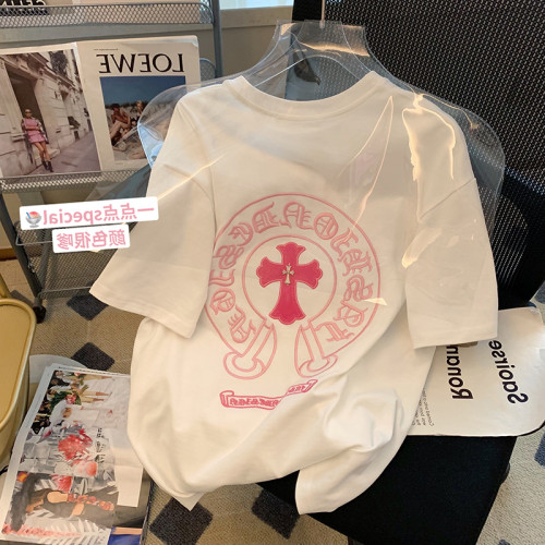 撿漏~十字架短袖t恤女寬鬆oversize潮牌美式復古小衆高街白色上衣