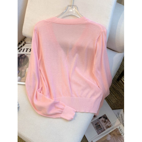 專櫃商場撤廻大牌女裝~冰絲防曬針織開衫女春夏薄款純色長袖上衣