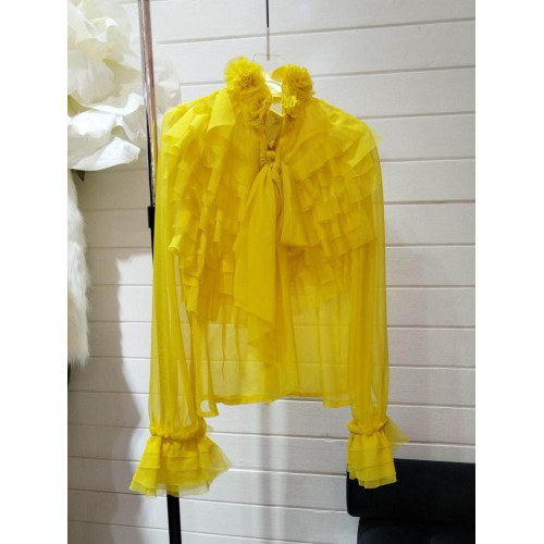 法式小衆復古設計感立領層次顯瘦宮廷雪紡襯衣女輕奢風荷葉邊襯衫