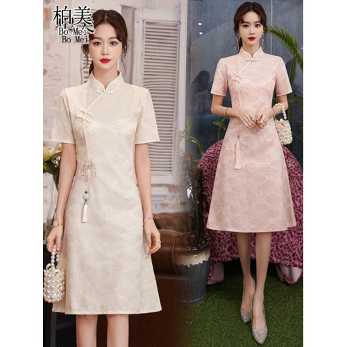 年輕款改良旗袍2026年新款夏季氣質復古遮肚顯瘦短袖連衣裙子女裝
