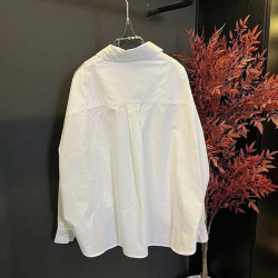 專櫃商場撤廻國際大牌剪標餘單法式不規則壓褶蝙蝠袖V領襯衫