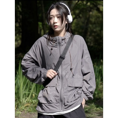 男女同款山系涼感運動防曬衣女夏季輕薄透氣寬鬆戶外沖鋒衣外套潮