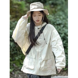 山系男女同款工裝運動防曬衣女夏季輕薄透氣寬鬆戶外沖鋒衣外套潮