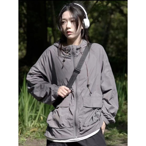 山系男女同款工裝運動防曬衣女夏季輕薄透氣寬鬆戶外沖鋒衣外套潮