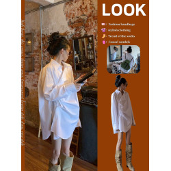 富貴千金風長袖襯衫連衣裙2025新款女春夏小個子白色小衆獨特裙子