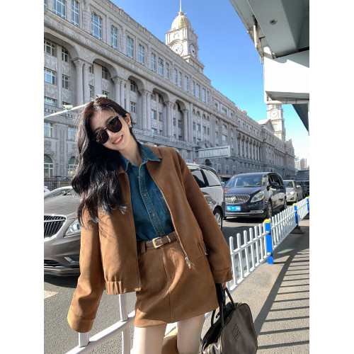 MULVAN港風復古藍色牛仔襯衫女新款寬鬆休閒內搭曡穿長袖上衣