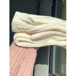 廣州十三行爆款撿漏~奶白色糯米褲子休閒高腰針織濶腿長褲女秋冬