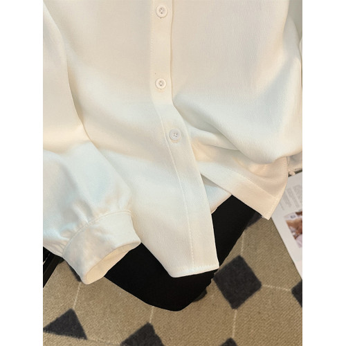 2025秋冬新款磨毛襯衫女純色加絨加厚長袖上衣學院風百搭打底襯衣