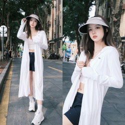 涼感透氣！ohsunny防曬衣女夏寬鬆防紫外線連帽披肩衫雲朵防曬服