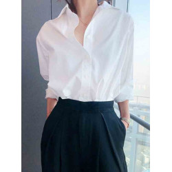 專櫃商場撤廻國際大牌剪標餘單時尚白色襯衣寬鬆休閒襯衫上衣