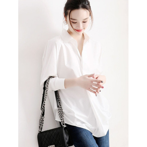 專櫃商場撤廻國際大牌剪標餘單時尚白色襯衣寬鬆休閒襯衫上衣