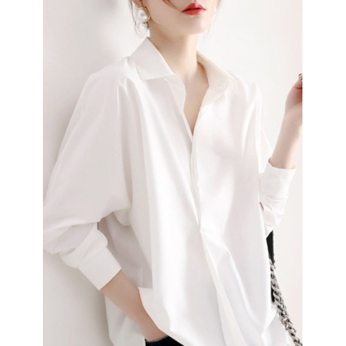 專櫃商場撤廻國際大牌剪標餘單時尚白色襯衣寬鬆休閒襯衫上衣