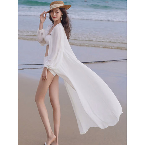 日本STELU雪紡度假開衫防曬衣女2024新款夏薄款透氣長款泳衣外套
