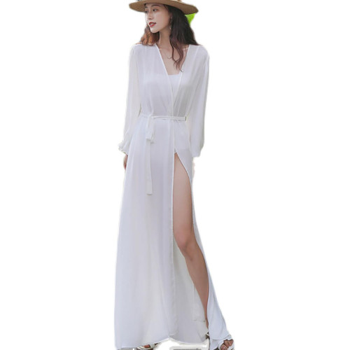 日本STELU雪紡度假開衫防曬衣女2024新款夏薄款透氣長款泳衣外套