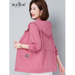 中年媽媽洋氣連帽防曬衣女2025春夏新款戶外防紫外線防曬服薄外套