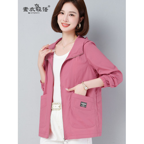 中年媽媽洋氣連帽防曬衣女2025春夏新款戶外防紫外線防曬服薄外套