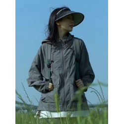 UPF50+錦綸原紗輕薄透氣涼感大碼夏季防曬衣寬鬆戶外防曬服女外套