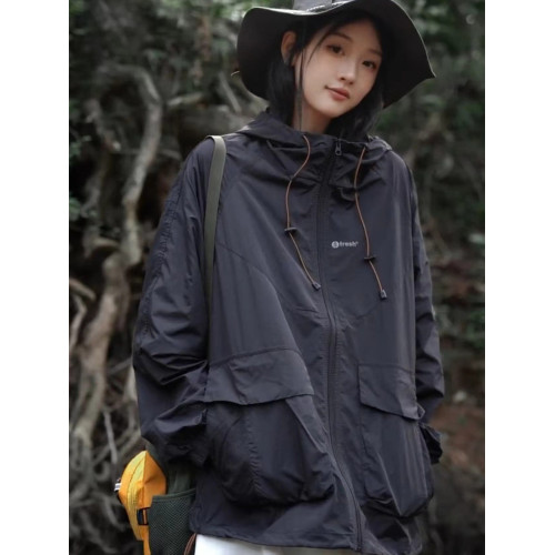 UPF50+錦綸原紗輕薄透氣涼感大碼夏季防曬衣寬鬆戶外防曬服女外套