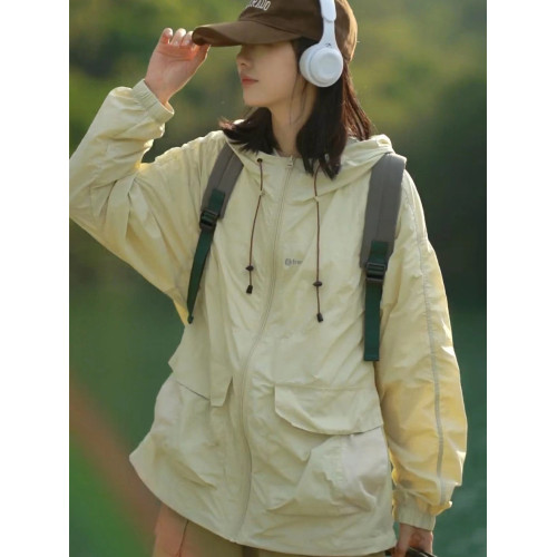 UPF50+錦綸原紗輕薄透氣涼感大碼夏季防曬衣寬鬆戶外防曬服女外套