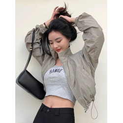 輕薄短款小個子防曬衣女款2025夏季新款歐貨立領戶外防曬服薄外套