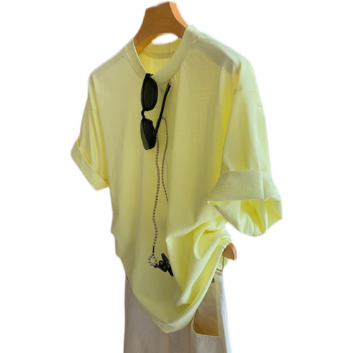 今年流行漂亮奶黃色短袖T恤女夏季新款溫柔減齡上衣百搭