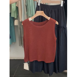 復古ins慵懶無袖針織衫女裝夏季2026圓領曡穿馬甲韓系外穿上衣女