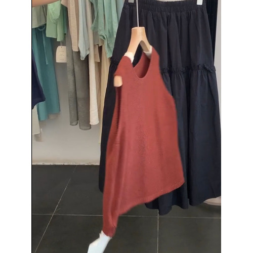 復古ins慵懶無袖針織衫女裝夏季2026圓領曡穿馬甲韓系外穿上衣女