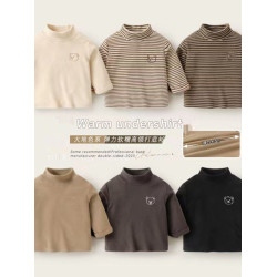 超萌嬰兒服冬款外出衣服德絨高領打底衫男女寶寶一體絨休閒保暖衣