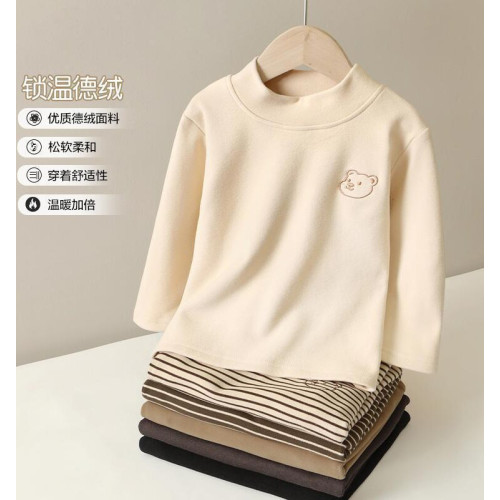 超萌嬰兒服冬款外出衣服德絨高領打底衫男女寶寶一體絨休閒保暖衣