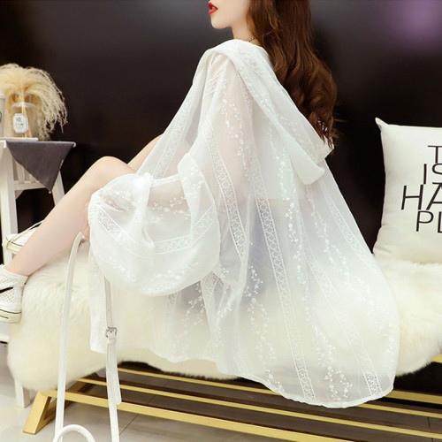 超仙防曬衣服外套女2025夏連帽薄款透氣雪紡襯衣寬鬆網紅罩衫上衣