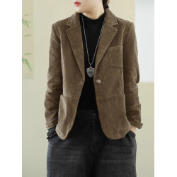 日系高級出口燈芯絨西裝外套女春秋季修身百搭寬鬆小西服上衣