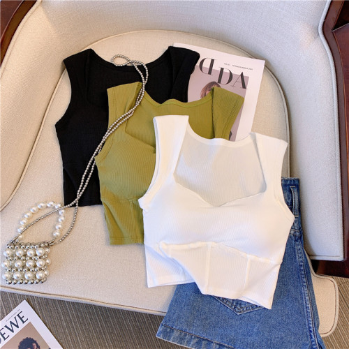 大牌買手店！純色內搭吊帶背心女夏新款方領辣妹打底無袖美背上衣