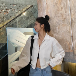 歐貨短款開衫雙向拉鍊衛衣外套女春秋2026新款連帽美式小個子上衣