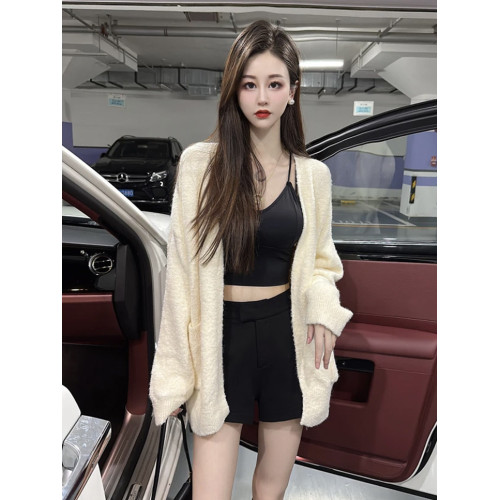 法式氣質玫紅色長袖針織開衫外套女秋季2025女裝新款時尚慵懶毛衣