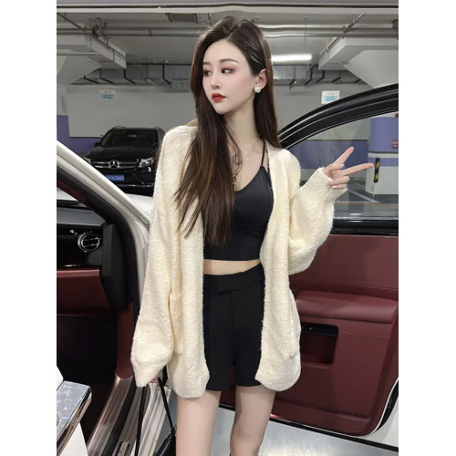 法式氣質玫紅色長袖針織開衫外套女秋季2025女裝新款時尚慵懶毛衣