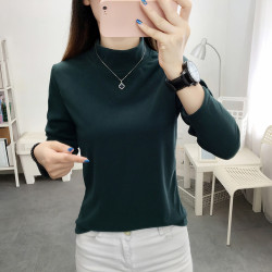 德絨高領打底衫女秋冬百搭加絨加厚保暖內搭修身媽媽純色長袖上衣