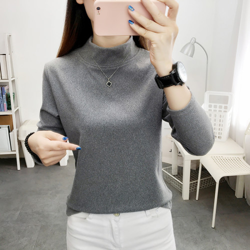 德絨高領打底衫女秋冬百搭加絨加厚保暖內搭修身媽媽純色長袖上衣