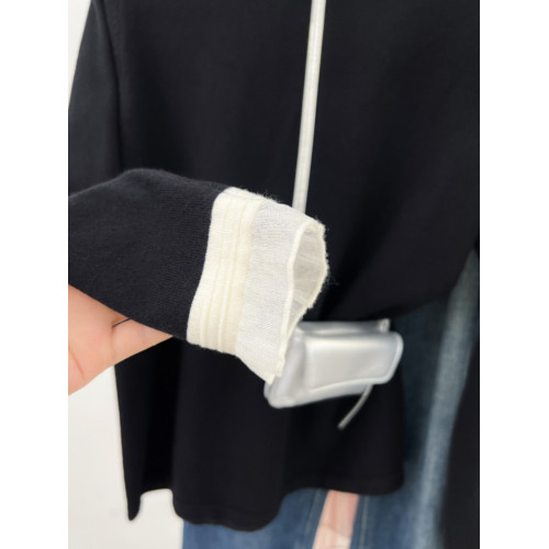 大牌撤櫃剪標花邊木耳領長袖針織衫女秋季設計感毛衣內搭打底上衣